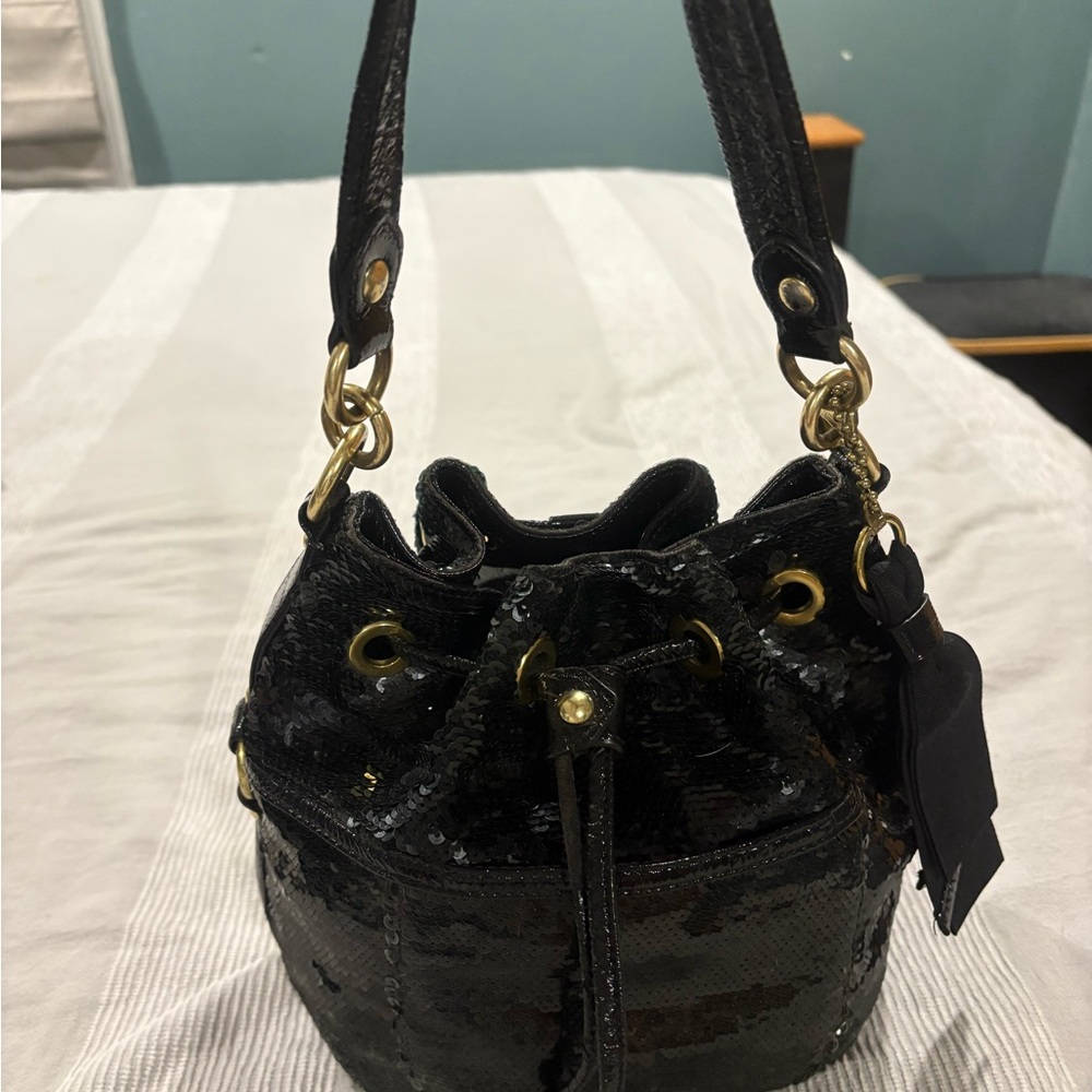 🔥ONE DAY SALE🔥Elegant authentic Coach Black Sequin Bucket Bag